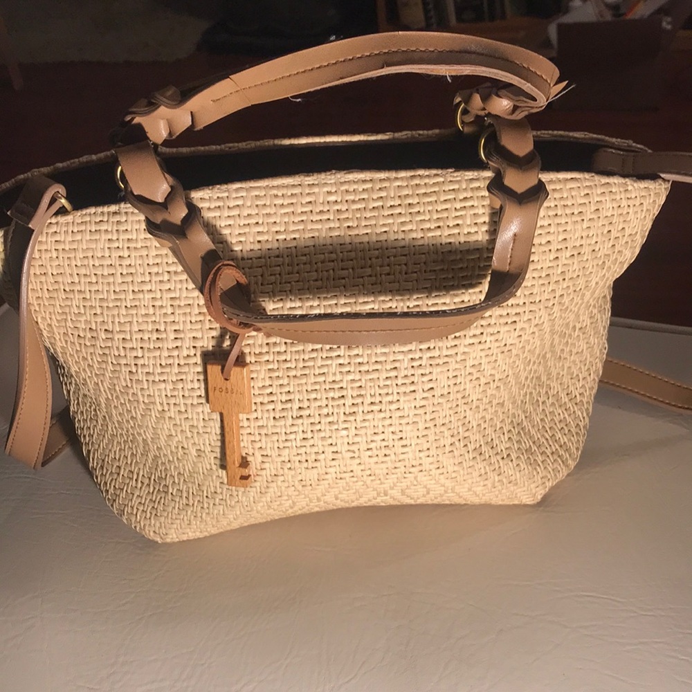 Fossil Tan and Brown Woven Bag